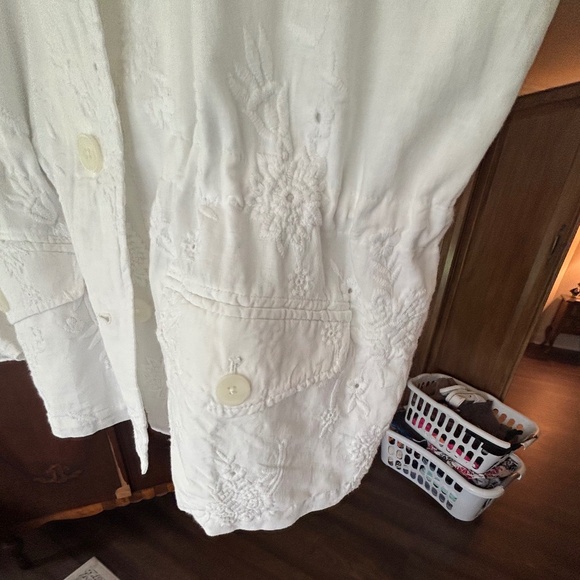 NWT. J. Jill White Eyelet Embroidered Cinch Waist Jacket Linen Blend L - Picture 10 of 11